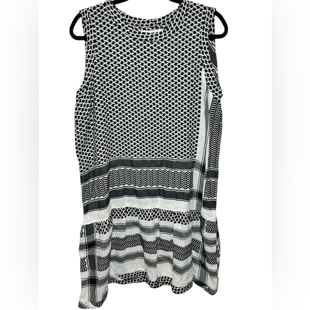 Summery Copenhagen Black and White Cotton Sleeveless Size L‎ Lined Lightweight
